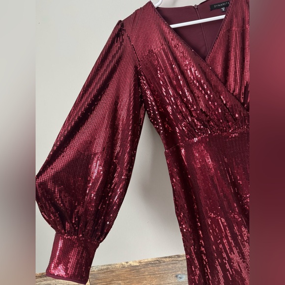 Dynamite Sequin Wrap Dress - Picture 5 of 8